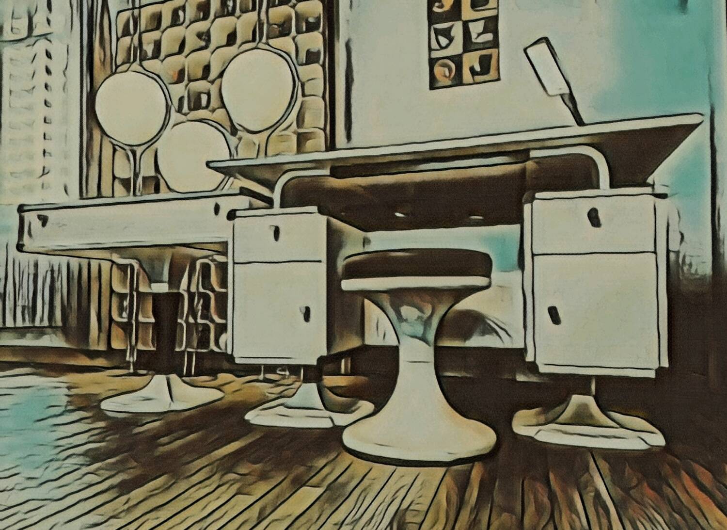 Gautier furniture circa 1970, Desk and dressing table set