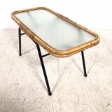 Rattan / glass / metal coffee table