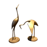 Pair of brass deco stork