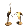 Pair of brass deco stork