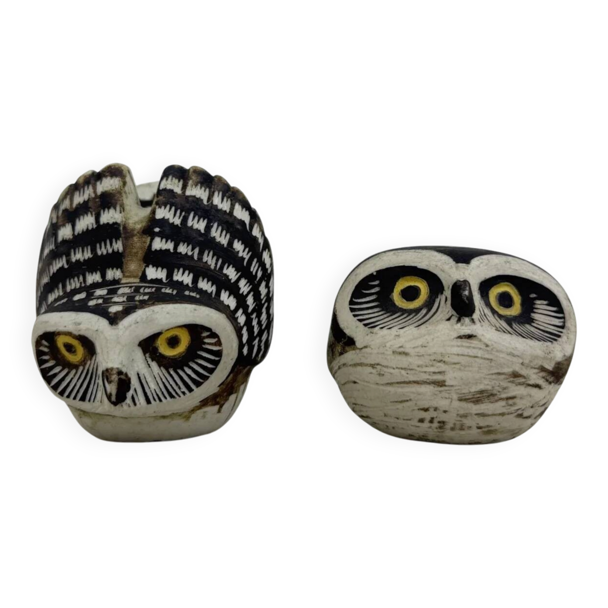 Set of 2 owls ceramic owl "Burr" made by Edvard Lindahl for Gustavsberg, 1960s