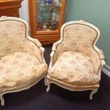 Pair of Louis XV style Bergère armchairs