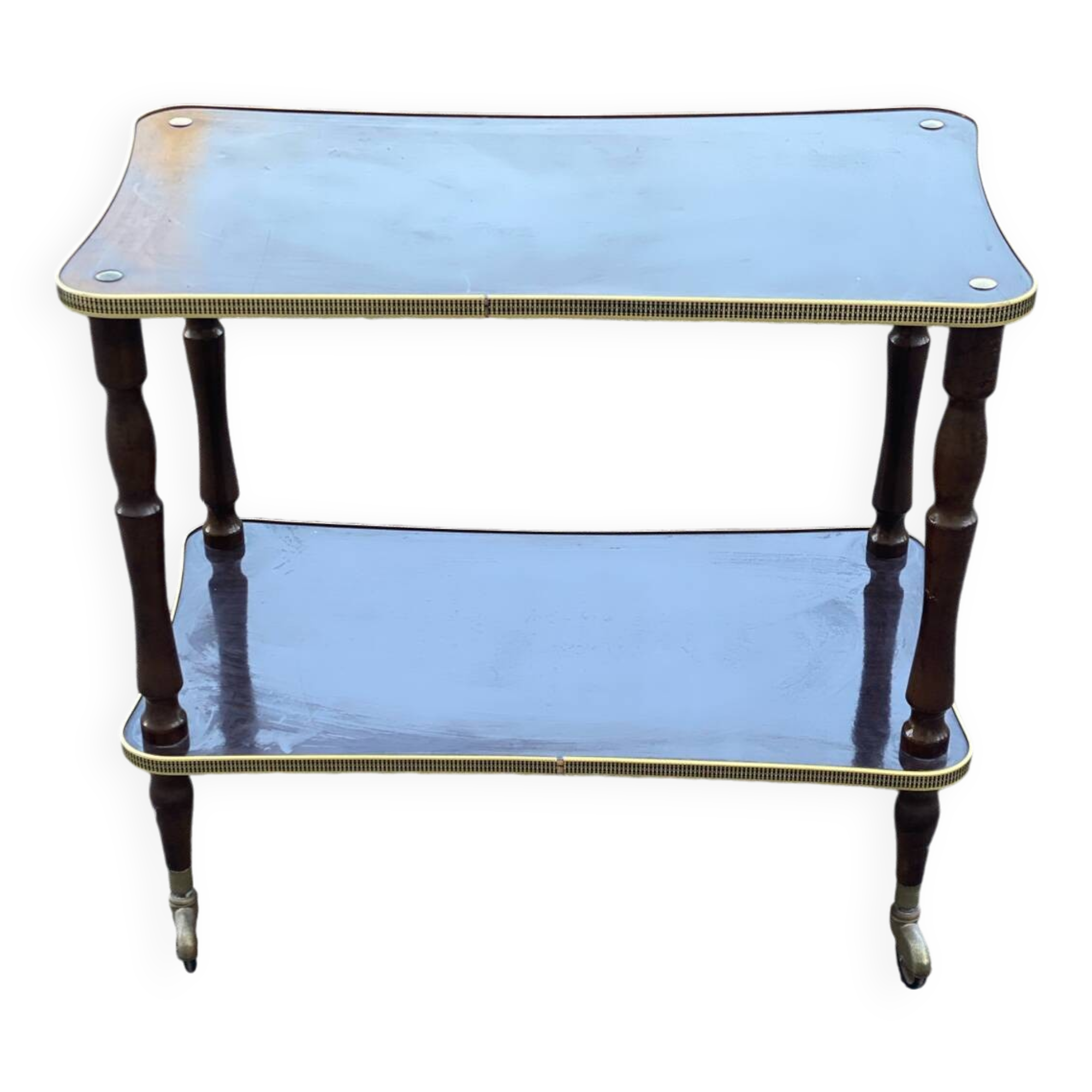 Vintage double tray gold serving trolley