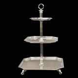 Serviteur muet à trois étages en métal argenté – élégance des années 1950