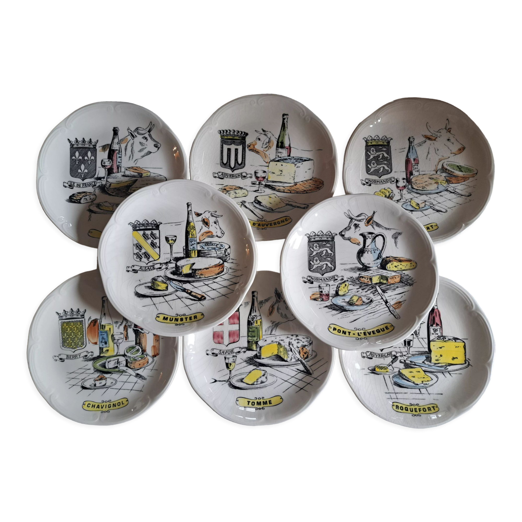 Cheese plates earthenware of Gien Anjou vinicole Vihiers