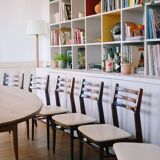 6 Scandinavian chairs skaï white