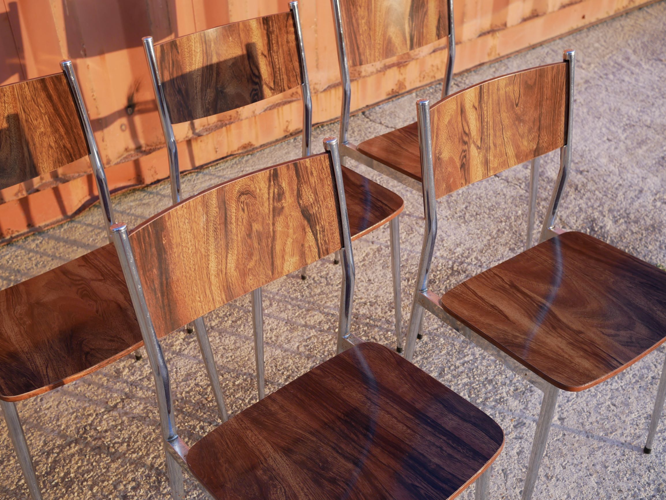 5 chairs vintage wood and metal