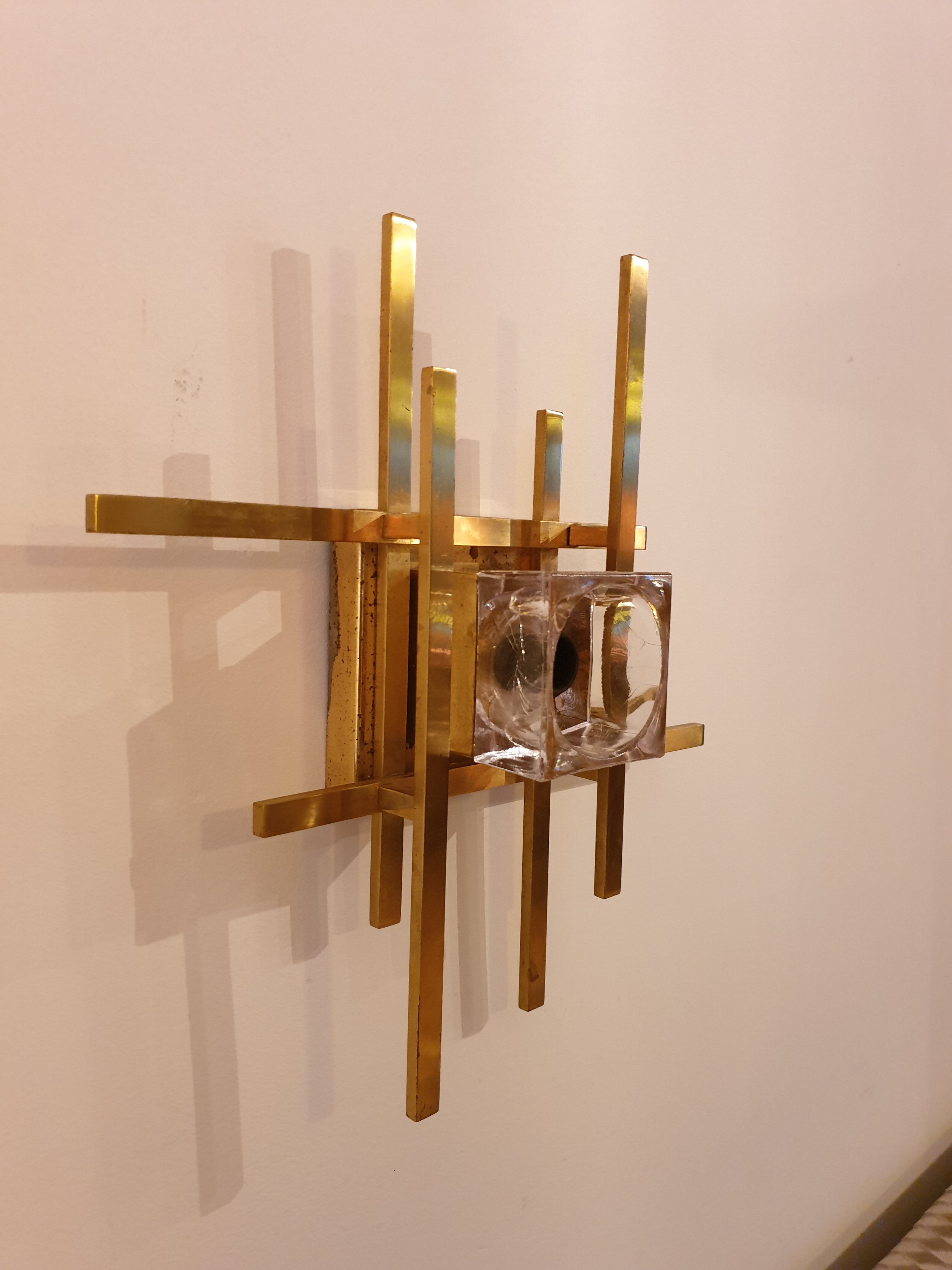 Pair of brass wall lamps from Sciolari