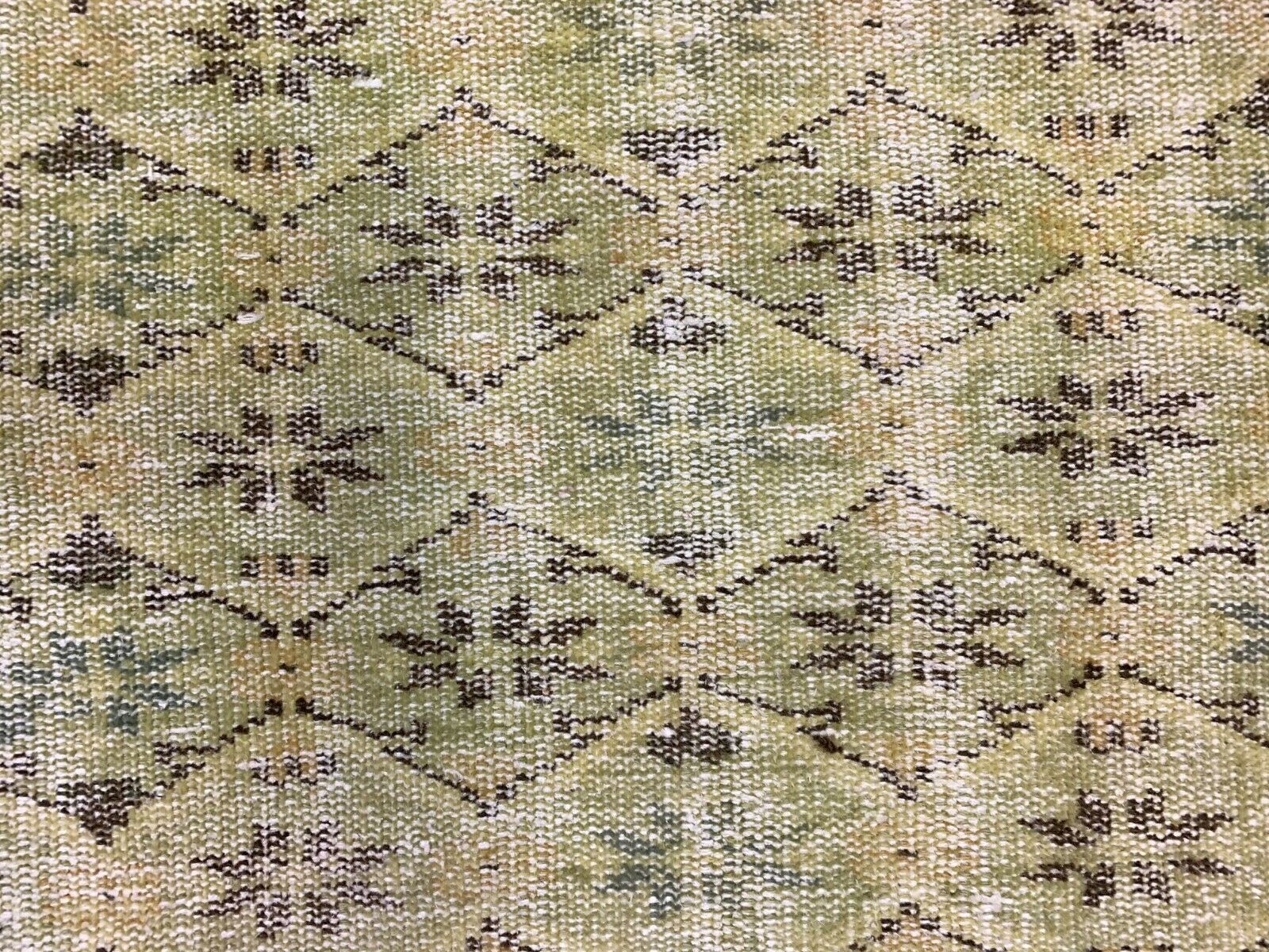 Distressed Turkish Runner 190x82 cm wool Vintage rug, Overdyed Yellow, Black