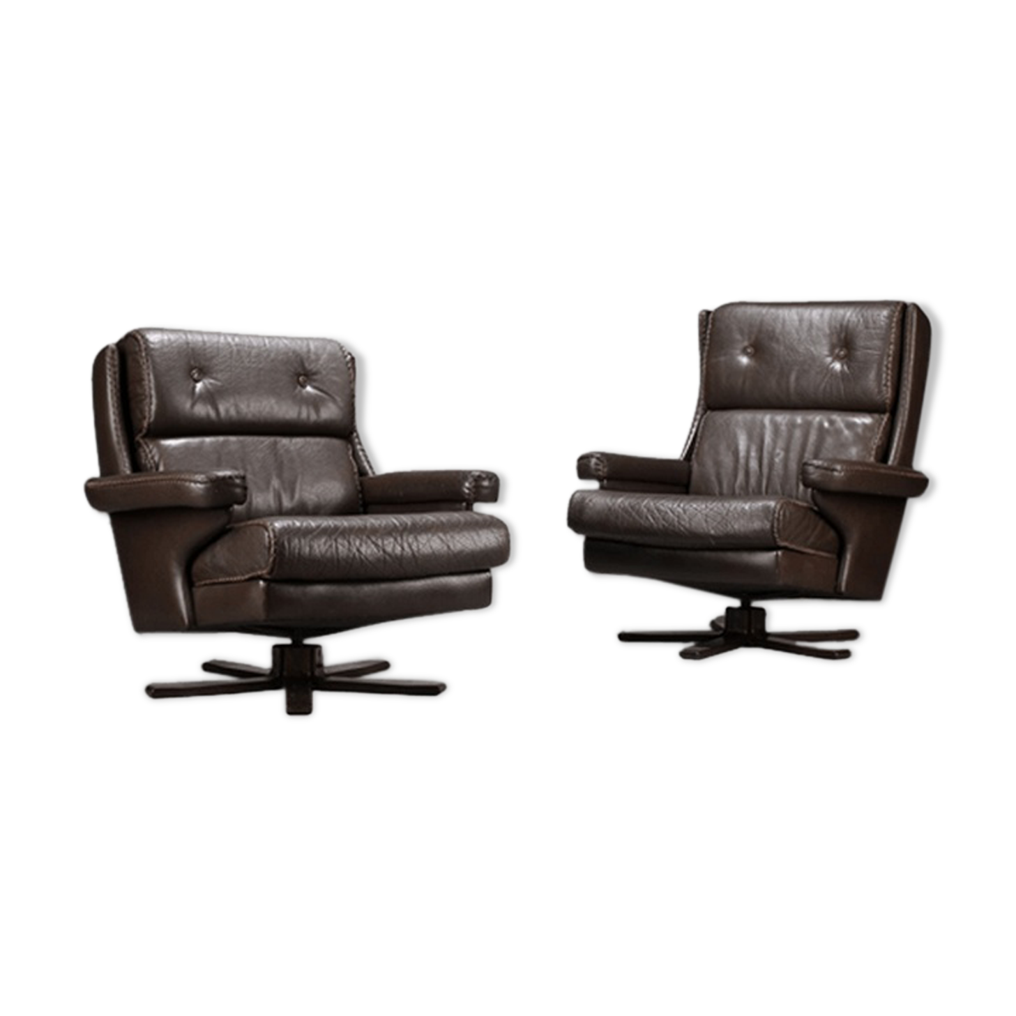 Pair of armchairs scandinavian leather 1960