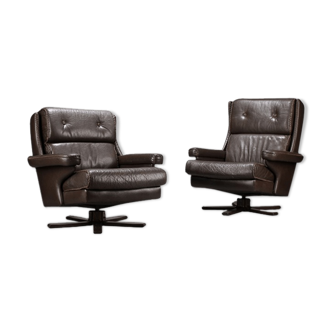 Pair of armchairs scandinavian leather 1960
