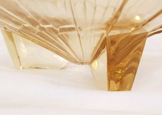 Art deco trinket bowl  thick glass