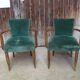 Pair of bridge art deco velvet armchairs