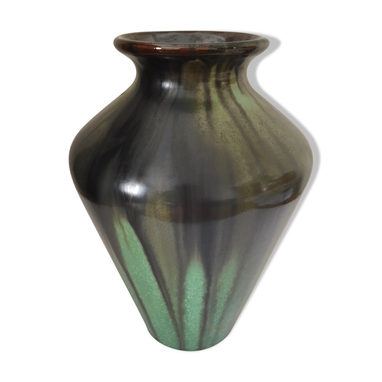 Flamed sandstone vase art nouveau faience bouffioulx 9330