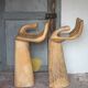 Pair of wooden chairs in the shape of a hand, wooden bar stool, wooden chair, chair.