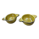 Set of 2 glazed khaki clay bowls.