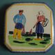 antique earthenware trivet from Pornic La Rochelle, vintage table trivet