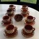 Coffee service composed of 17 pieces, 8 cups, 8 saucers and a sugar bowl, artisanal
