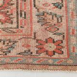 Tapis Anatolien Vintage Fait Main en Laine, Tons Rose Fané, Beige & Bleu
