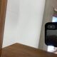 Scandinavian mirror with asymmetrical shelf in wood, 1960s