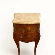 Vintage Marble Top Nightstand, Louis XV French Bedside Table