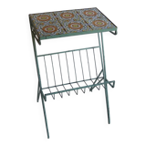 Metal plant stand with tiled top – 6 antique tiles