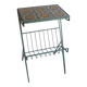 Metal plant stand with tiled top – 6 antique tiles