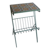 Metal plant stand with tiled top – 6 antique tiles