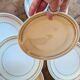 6 dessert plates A. Lanternier Limoges – gold decoration, 1950s