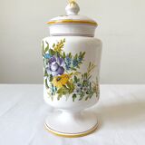 Apothecary pot Rhubarbe signed Lallier earthenware of art of Moustiers