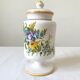 Apothecary pot Rhubarbe signed Lallier earthenware of art of Moustiers