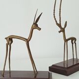 Pair of antique bookends in solid oak and brass from the 1960s
