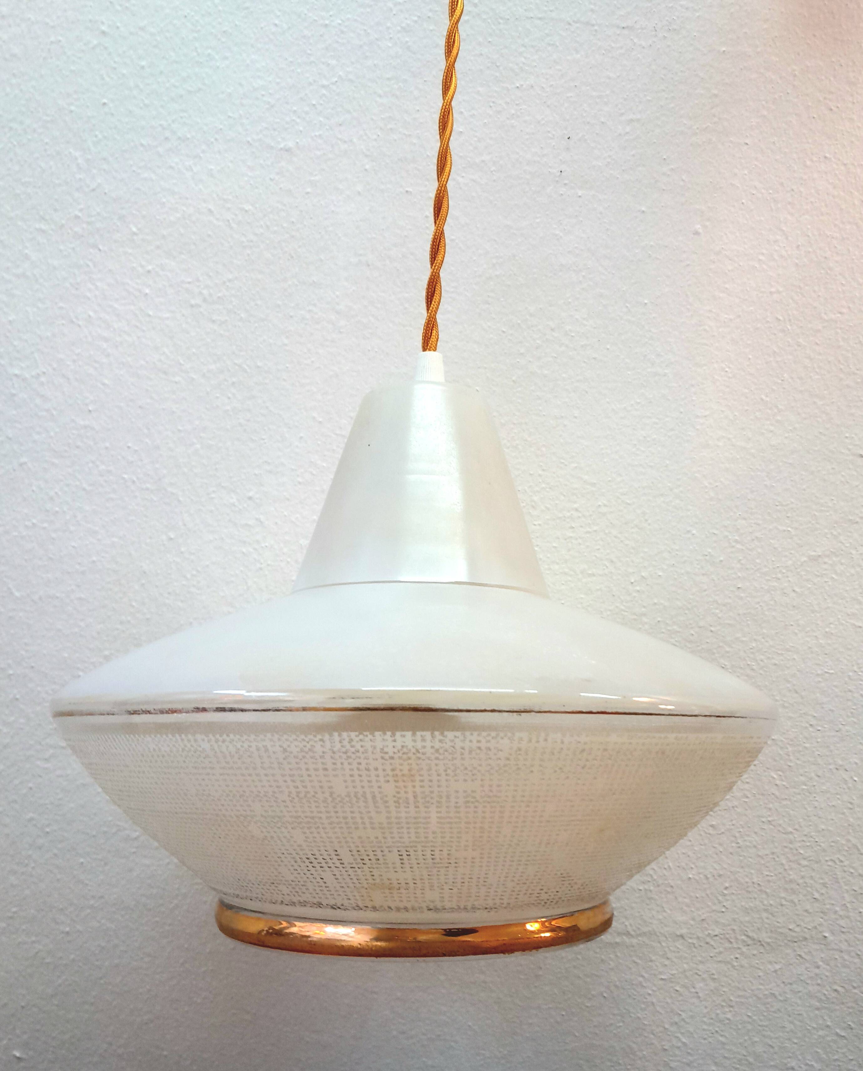 Space age glass UFO pendant light 1970