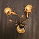 Set Hollywood Regency Wandlampe vergoldet Messing Swarovski-Kristalle Palwa