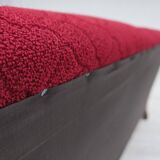 1950s, Danish 3-seater sofa, red and light grey furniture wool, oak wood.