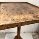 Old primitive wooden tripod pedestal table