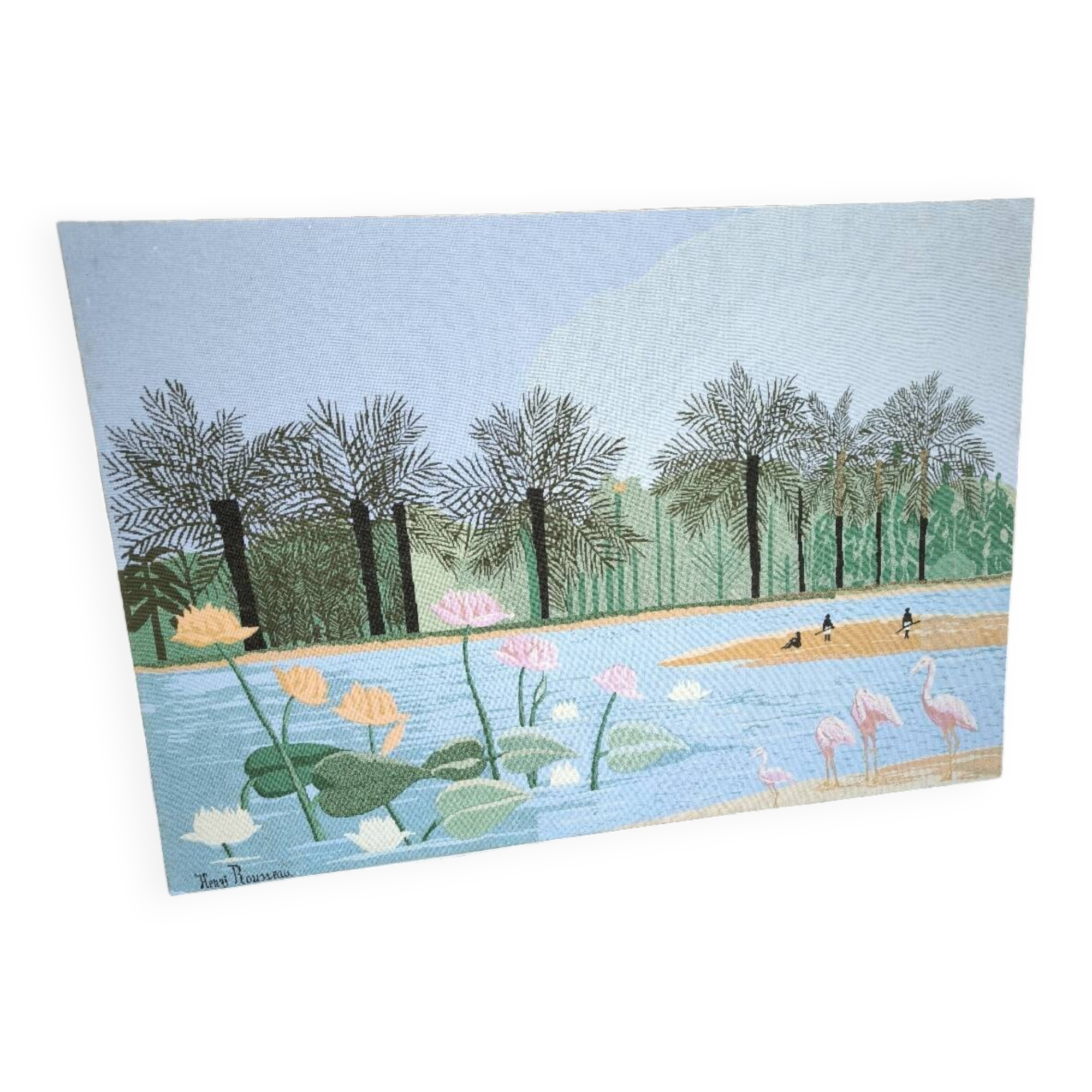 Tapestry, lakeside scene by Henri Rousseau