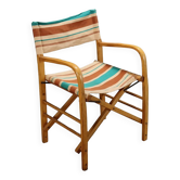 Chaise pliante vintage des années 1950-60 en hêtre et tissu, Italie
