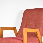 Vintage original armchair "Relax", 1960s, east europe, renovated, red fabric