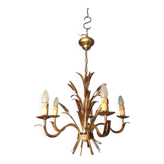 5-light gold-plated iron wheat sheaf chandelier