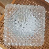Square vintage ceiling lamp in molded glass