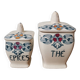Set of 2 pot box spices tea vintage ceramic Longchamp model Mérida art nouveau