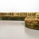 XL Woodstock Style Greenish Velvet Modular Sofa with Ottoman by Laauser 70s
