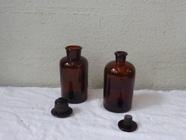 Bottles of pharmacy in amber glass, capacity 1 liter