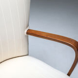 White Wingback Chair With Ottoman - 1950's