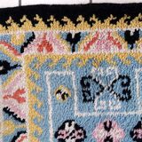 Tapis vintage français Savonnerie fait main en laine – 71 x 128 cm – 1960s