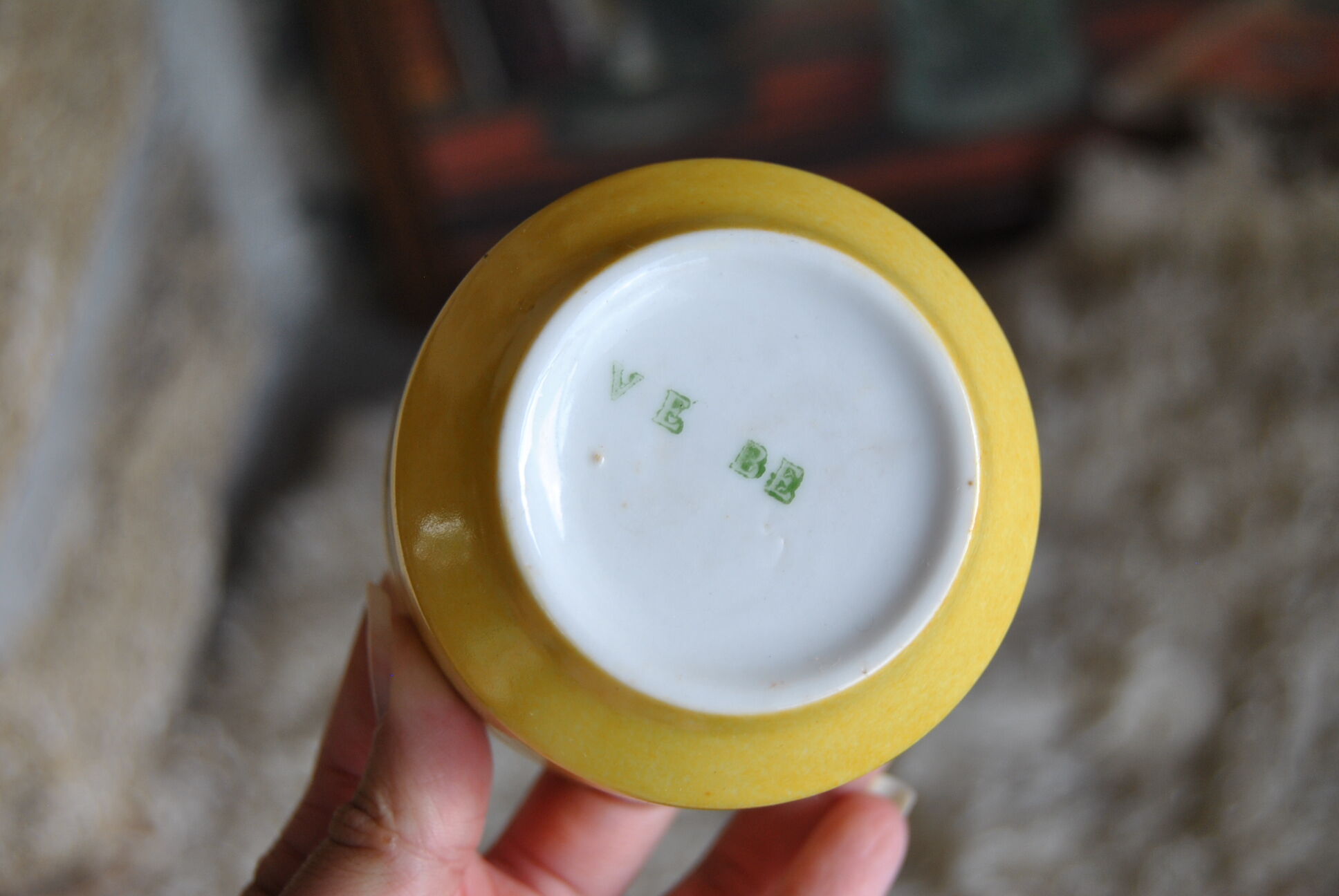 Series of 6 ceramic and stainless steel cups - 70s - Vintage