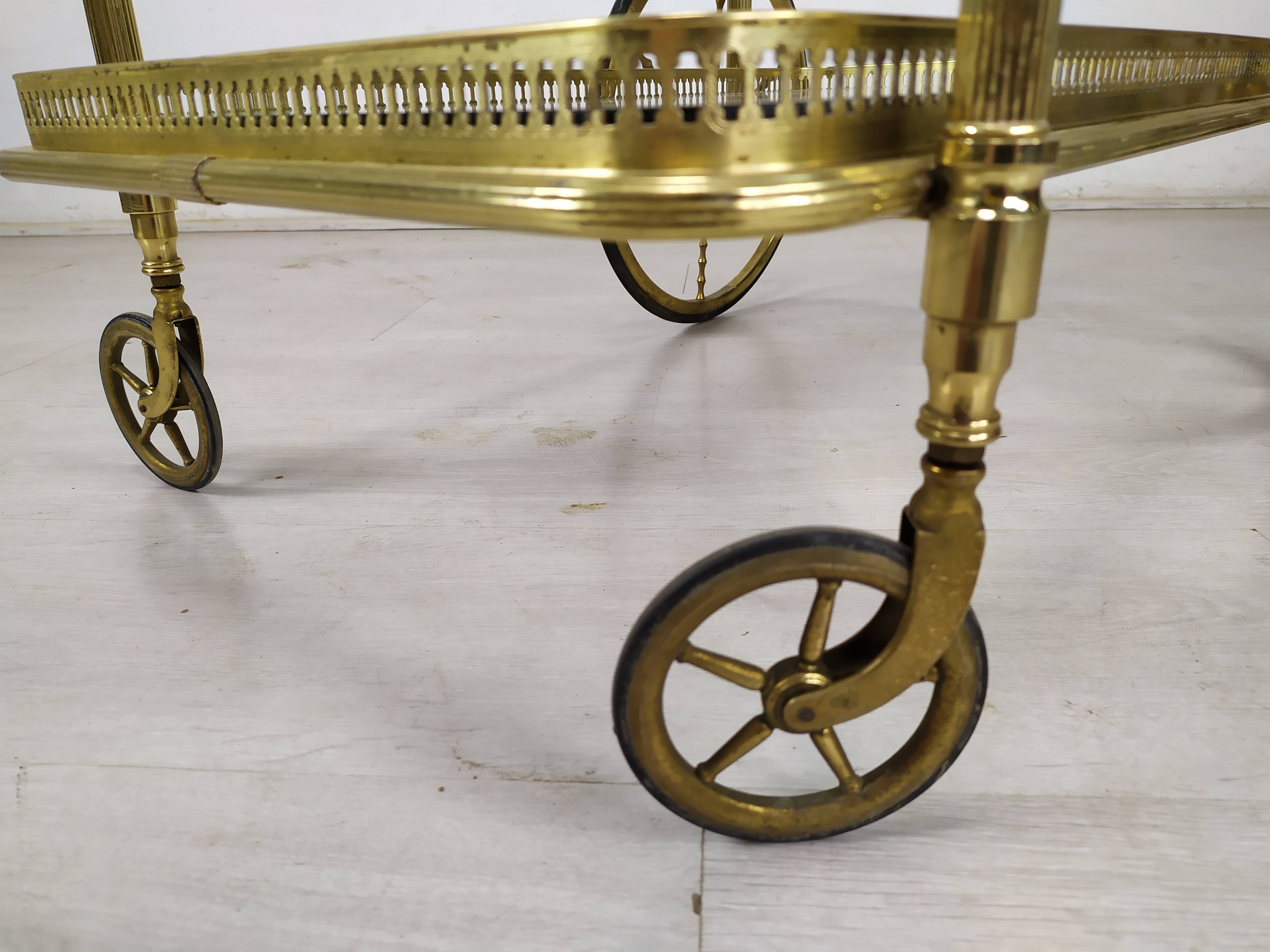 Vintage brass bar trolley service