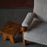 Henning Kjærnulf, lounge chairs in oak and lambswool, mid-century Danish, 1960s.