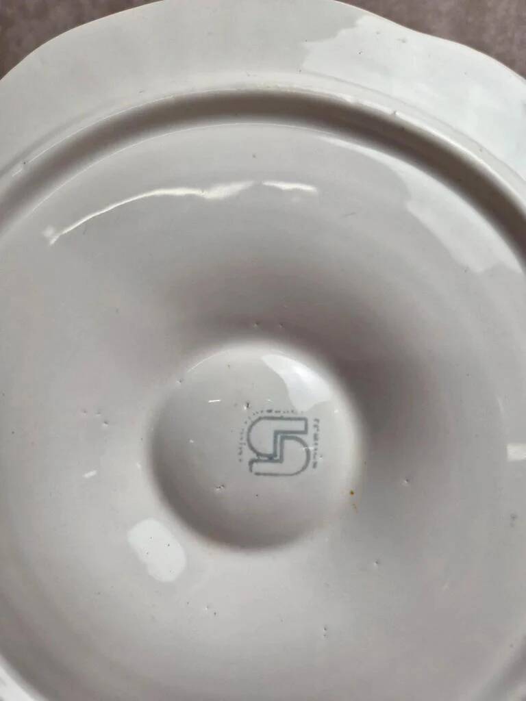 Oyster / shellfish plate Sarreguemines – Vintage white earthenware